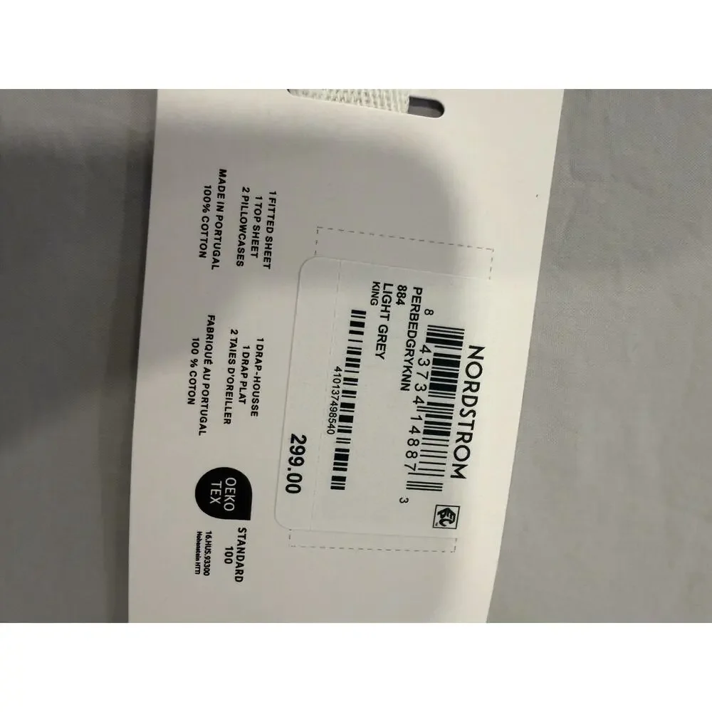 PARACHUTE Percale 4 Piece Sheet Set Light Grey Cotton- King Sz NWT $300